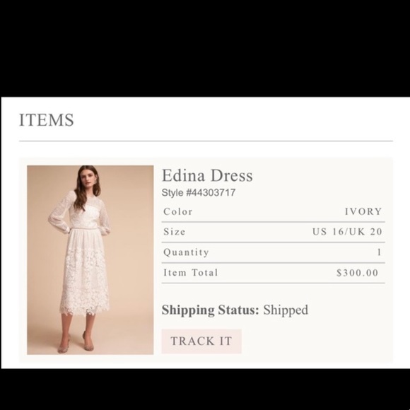 BHLDN Edina dress, ivory, size 16 - Picture 4 of 8
